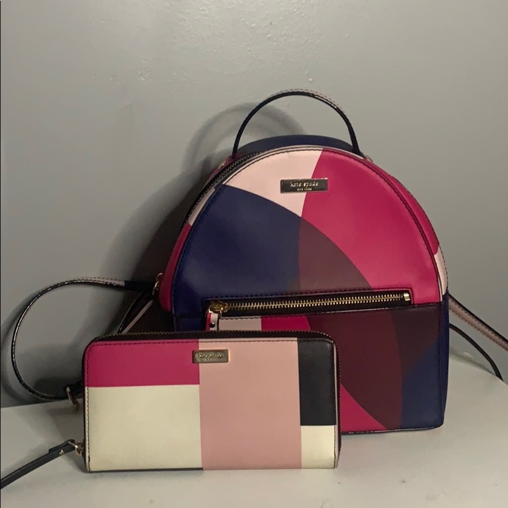 Kate Spade Multi Colored Mini Backpack with Wallet